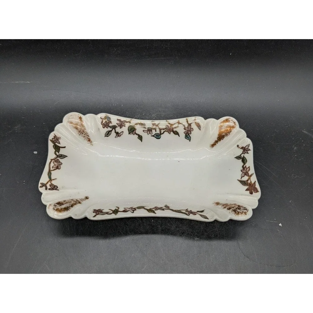 Haviland & Co Limoges‎ France Floral Porcelain Trinket Dish Gold Gilt Scalloped